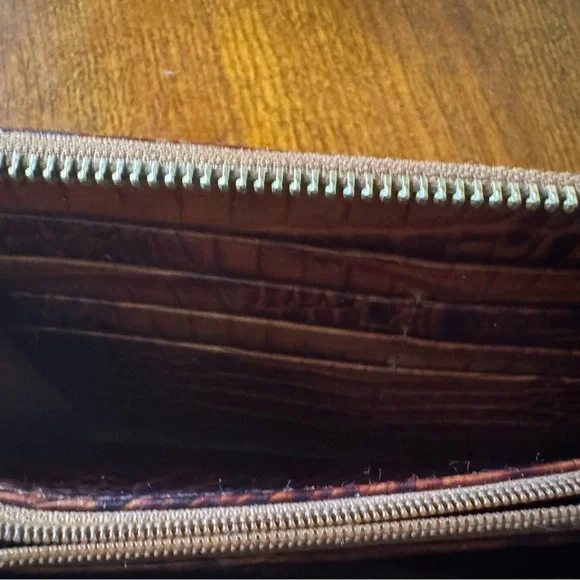 Brahmin Chestnut Croc-Embossed Leather Wristlet - Picture 3 of 8